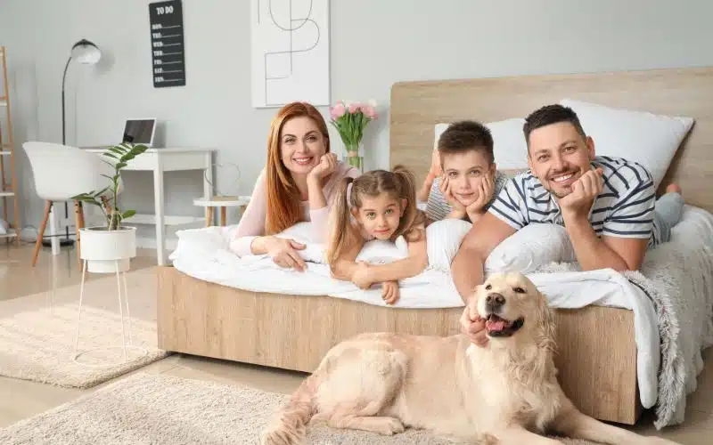 dog bonding with family